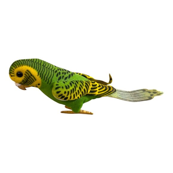Steiff Hansi Green Parakeet Budgie 1990s ID Button Tags 13cm 5in Trevira Velvet